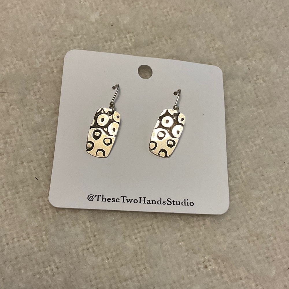 Handmade Silver Drop Earrings with Circle Motif